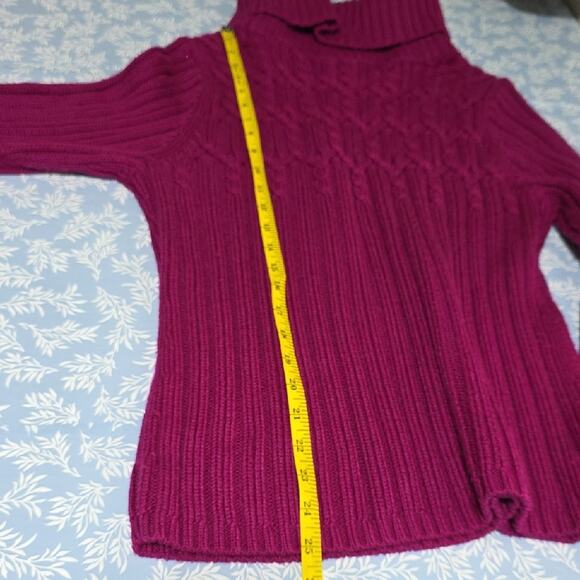 Ann Taylor Womens Sz XL Purple Wool Blend Cable Knit Ribbed Cowl Neck Sweater - Picture 8 of 11
